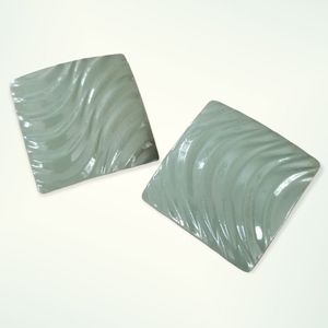 Vintage Olive Green Enamel Post Back Pierced Earrings